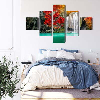 Ljuddämpande tavla - Cascade in the autumn forest