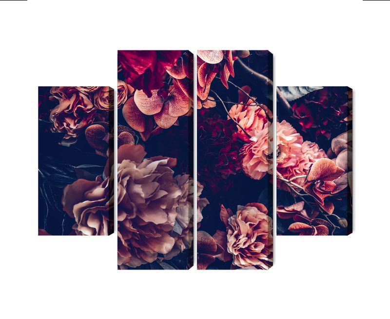 Ljuddämpande tavla - Colorful flowers in a retro