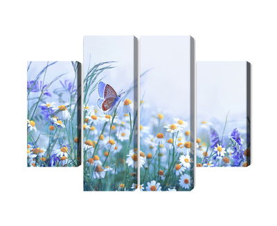 Ljuddämpande tavla - Butterfly and wildflowers