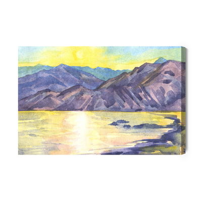 Ljuddämpande tavla - Watercolor mountain landscape