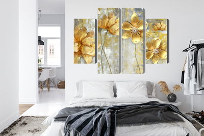 Ljuddämpande tavla - Decorative flowers in shades