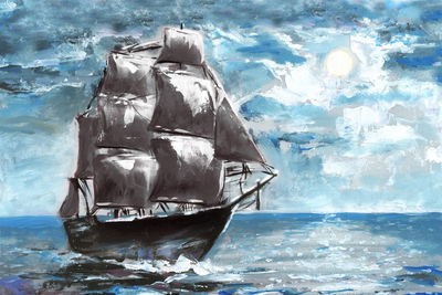 Ljuddämpande tavla - Pirate ship in the sea
