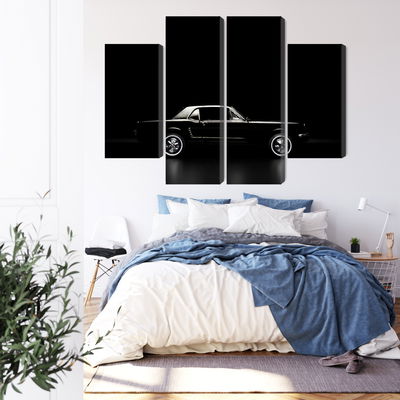 Ljuddämpande tavla - Black retro car on a dark