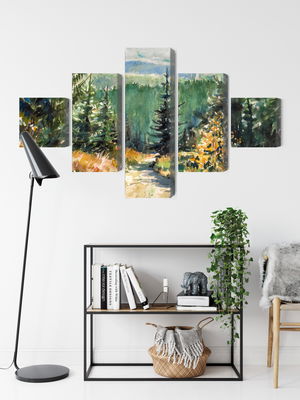 Ljuddämpande tavla - Forest landscape painted