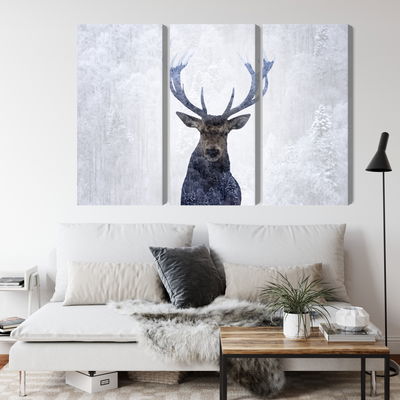 Ljuddämpande tavla - Deer in the winter 3d forest