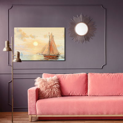 Ljuddämpande tavla - Boat and sea in pastel colors