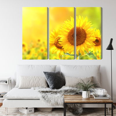 Ljuddämpande tavla - Blooming sunflowers 3d