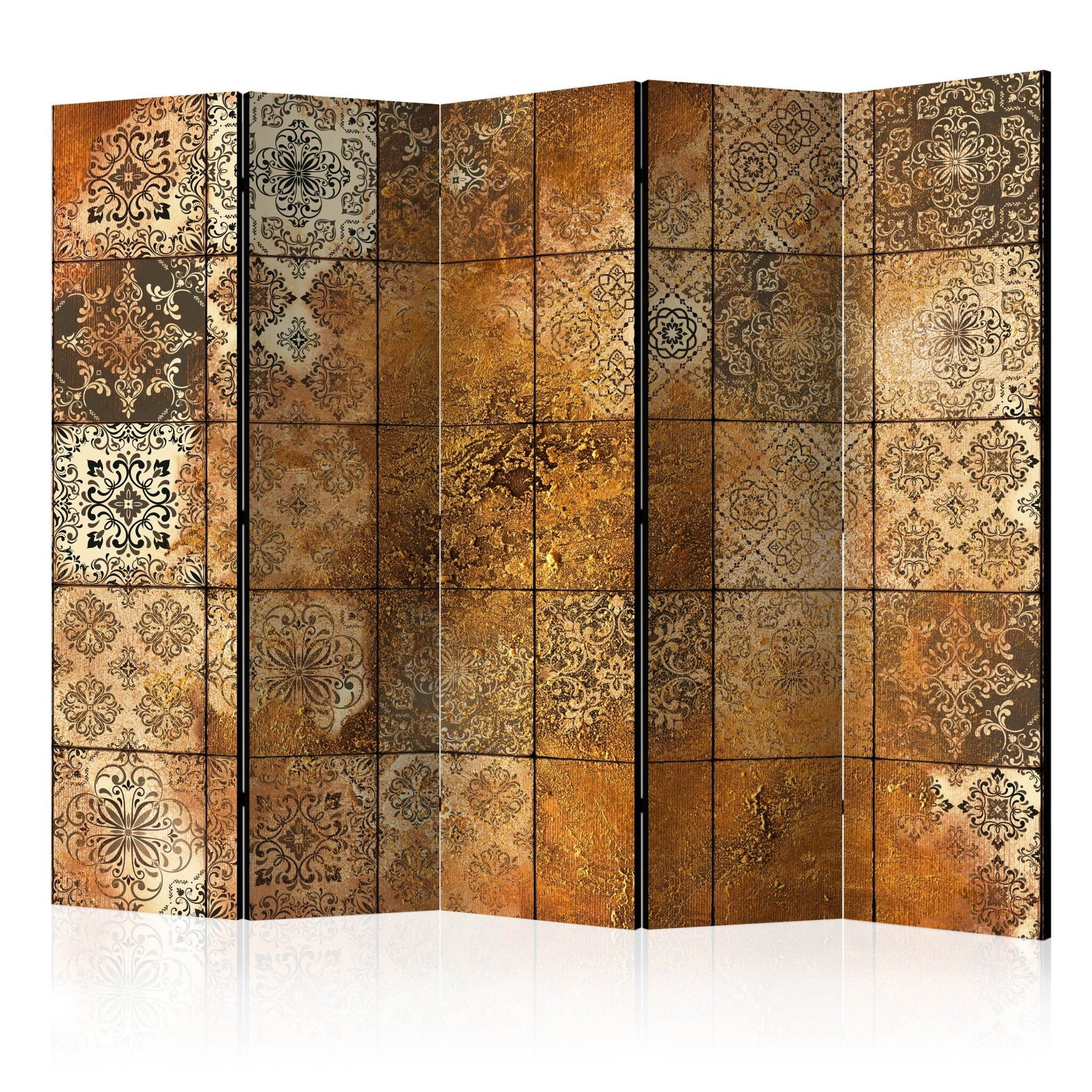 5-delad ljuddämpande rumsavdelare – Old tiles (225x172cm)