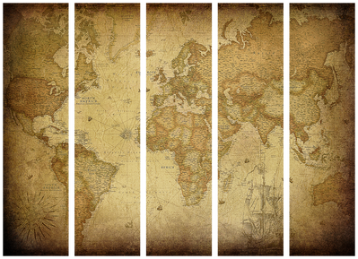 5-delad ljuddämpande rumsavdelare – Old map – produktbild från leverantören