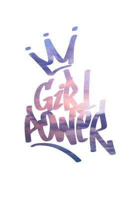 Girl power vertical – motivvy. Orden GIRL POWER och en krona återges med kraftiga rosa, blå och lila penselliknande bokstäver på vitt.