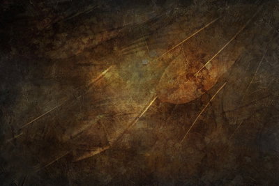 Icarus wings wide – motivvy. Mörkbruna och gyllene färgskikt korsas av tunna diagonala linjer i en strukturerad abstrakt bild.