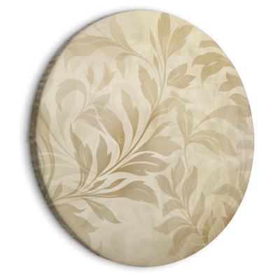 Rund motivvy för Botanical motif: Ljusbeige blad och mjukt böjda stjälkar bildar ett tätt, tonat mönster.