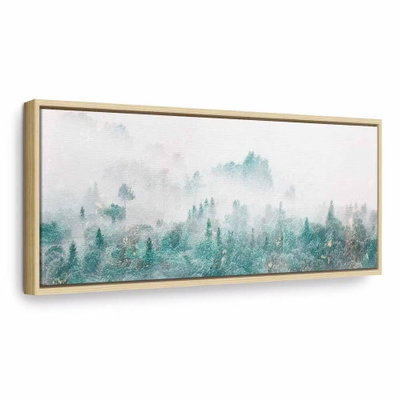 Turquoise valley narrow – naturfärgad ram. Dimmiga trädtoppar i blågrönt möter ljusa berg i en långsträckt landskapsvy.