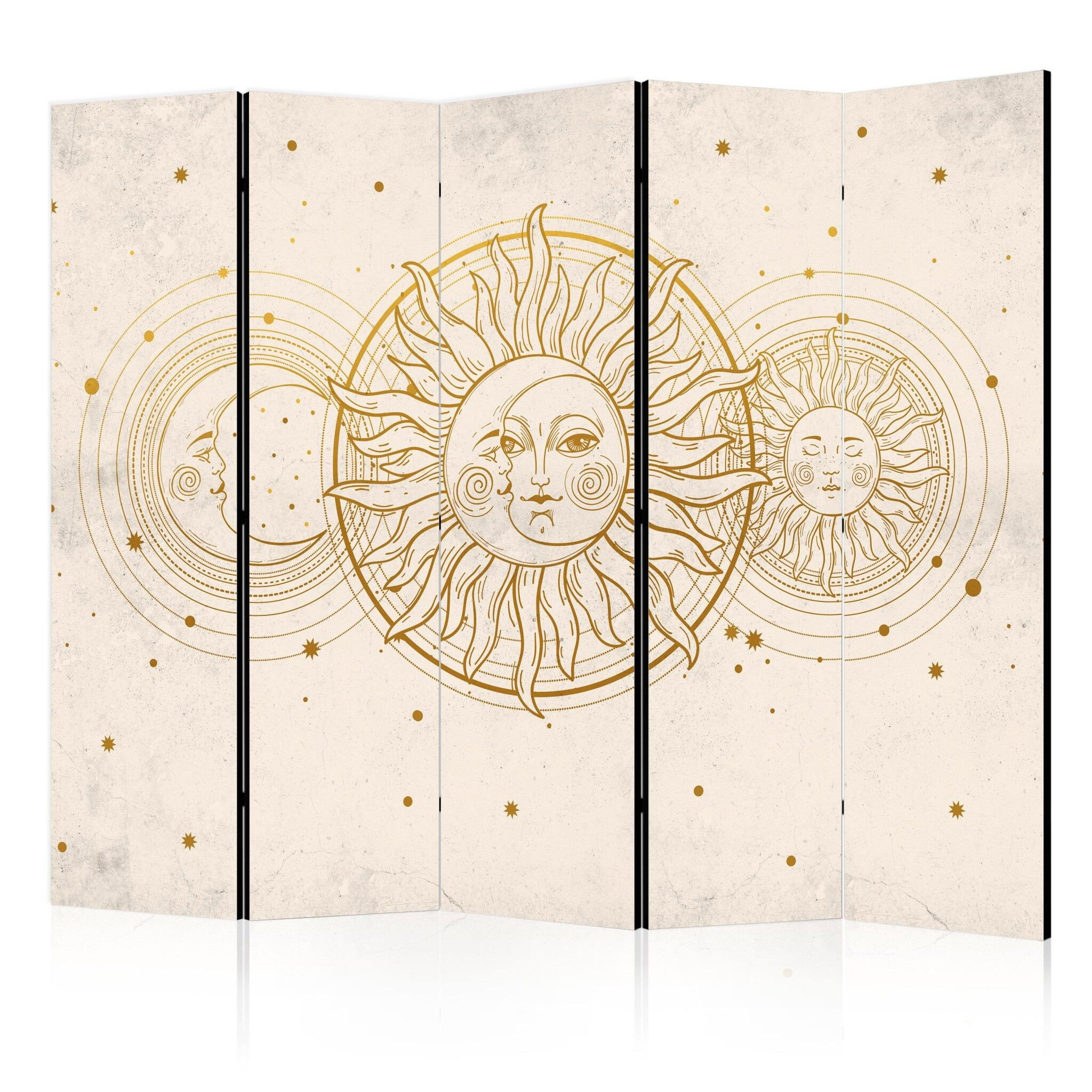5-delad ljuddämpande rumsavdelare – Golden sun and (225x172cm)