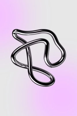 Silver intricacies fluid – motivvy. En blankt återgiven, silverfärgad slinga bildar en fri form över en ljus botten med rosa skiftningar. Metalleffekten är tryckt i motivet.