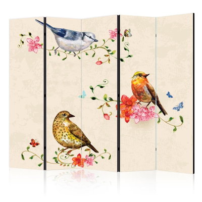 5-delad ljuddämpande rumsavdelare – Bird song – produktbild