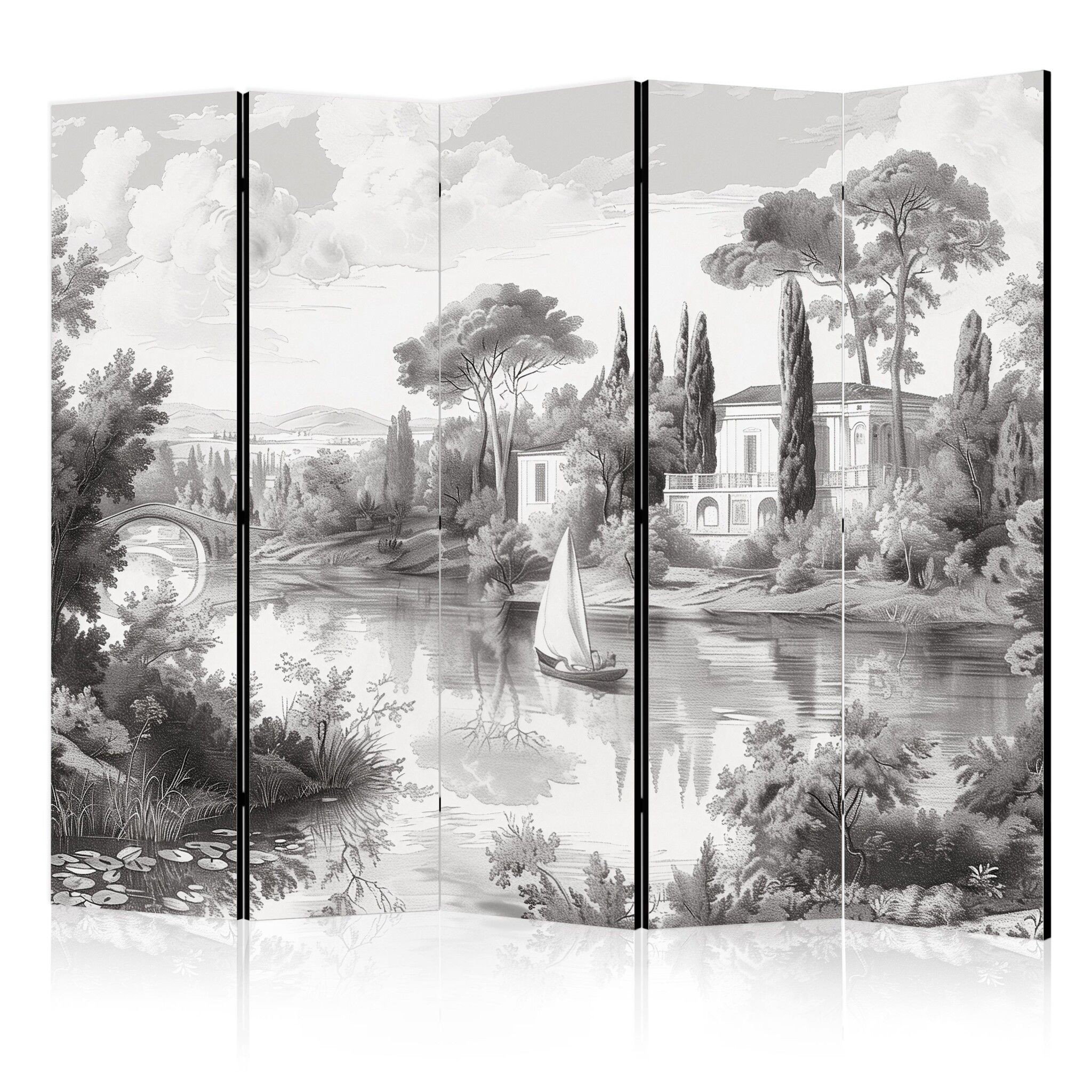 5-delad ljuddämpande rumsavdelare – Black and (225x172cm)