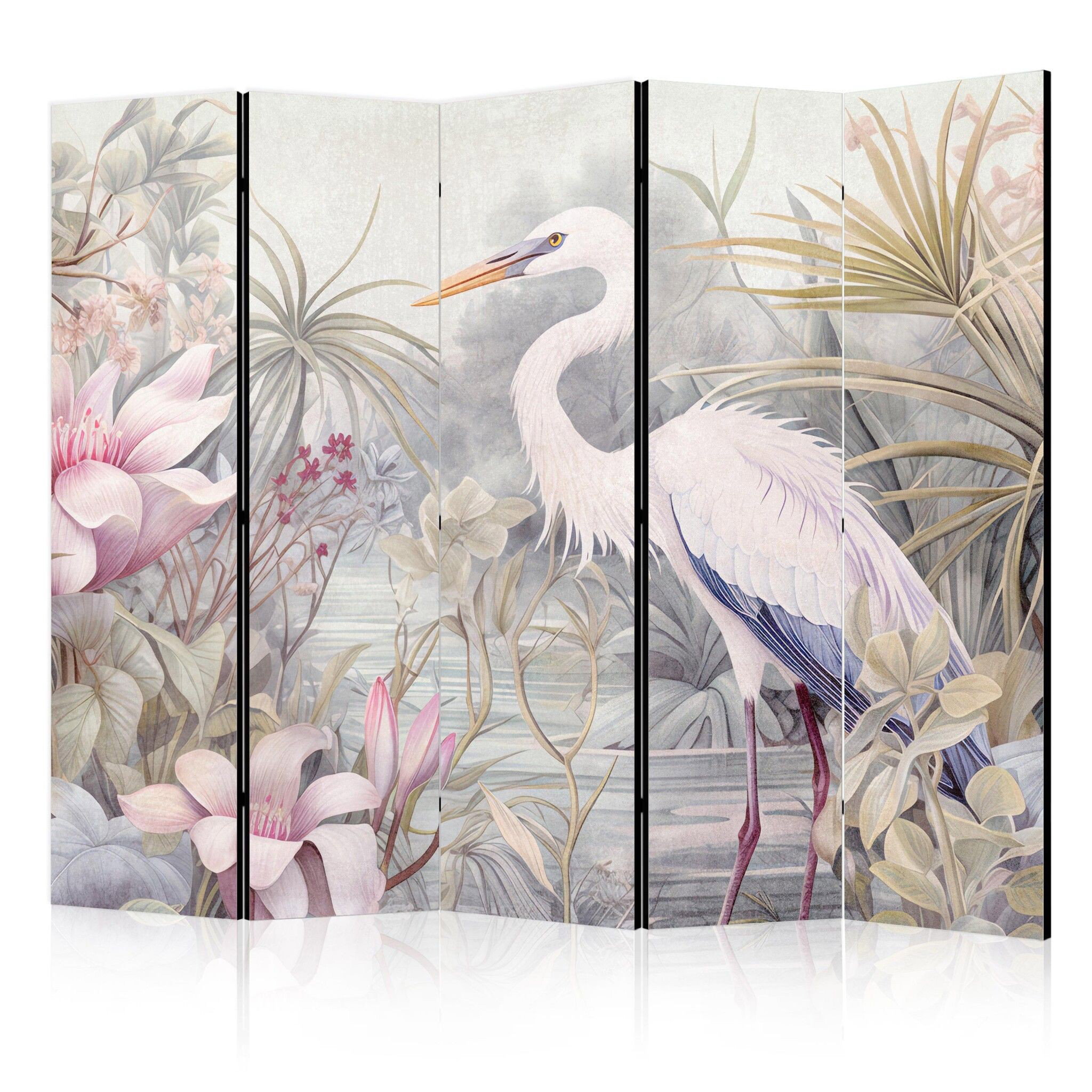5-delad ljuddämpande rumsavdelare – Heron wading (225x172cm)