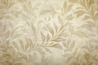 Botanical motif with leaves – motivvy. Överlappande blad i beige, crème och gråbrunt breder ut sig över en varm, ljust texturerad bakgrund.