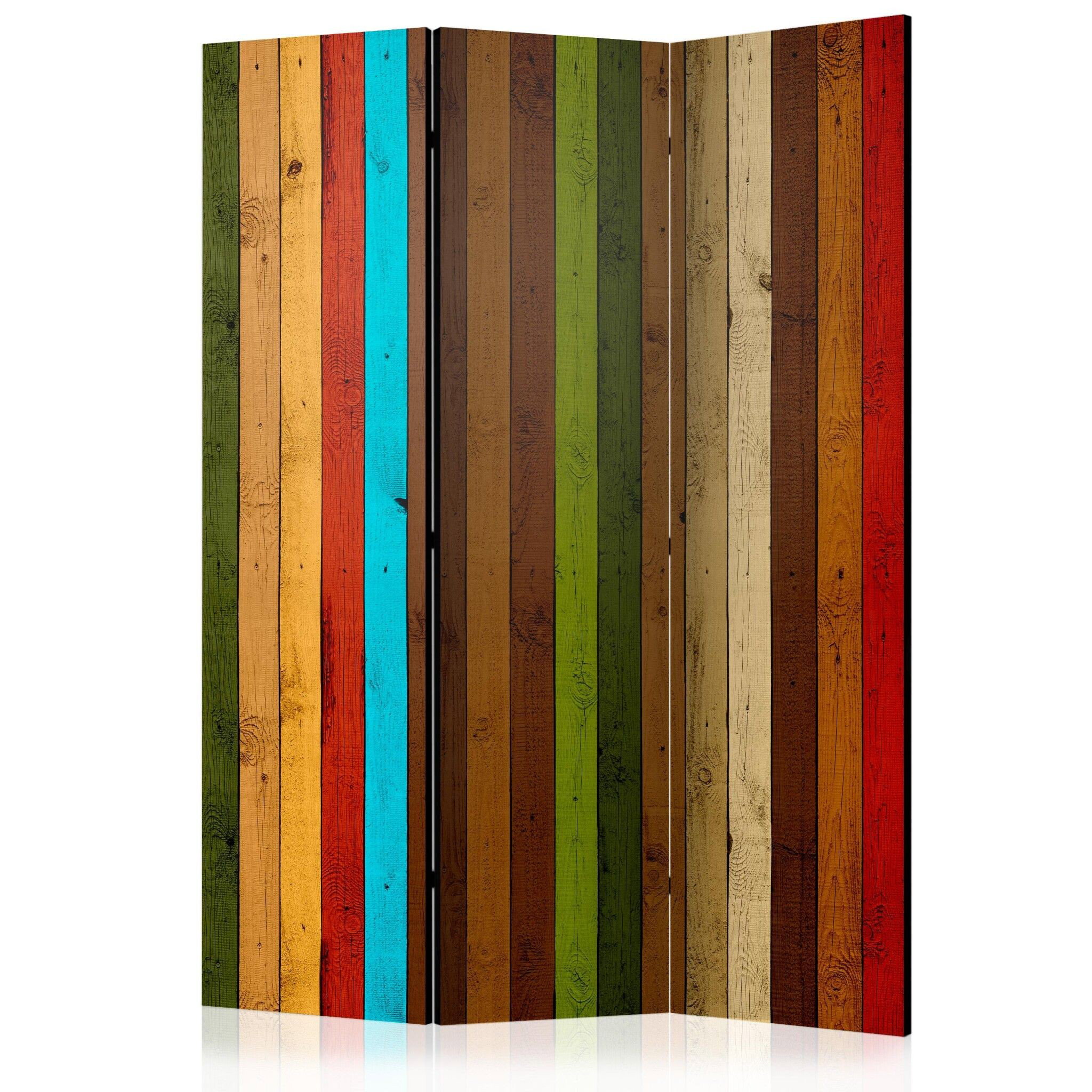 3-delad ljuddämpande rumsavdelare – Wooden Rain (135x172cm)