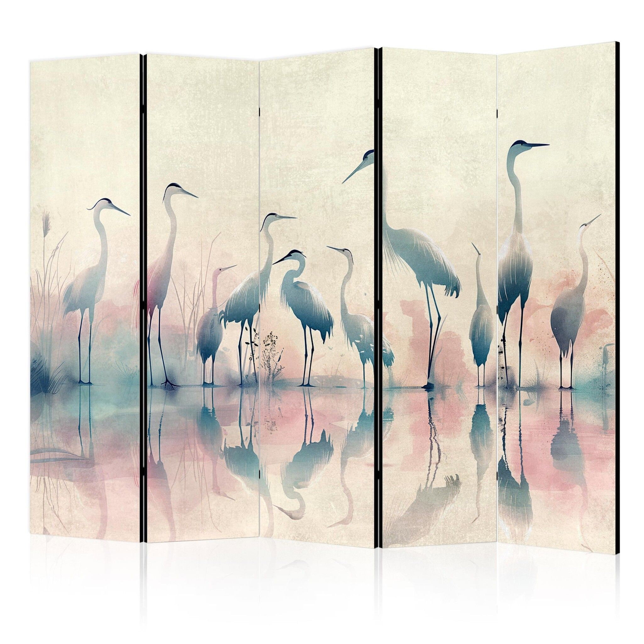 5-delad ljuddämpande rumsavdelare – Birds by the (225x172cm)