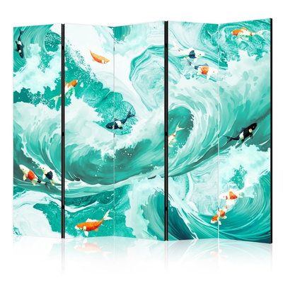 5-delad ljuddämpande rumsavdelare – Koi fish among – produktbild
