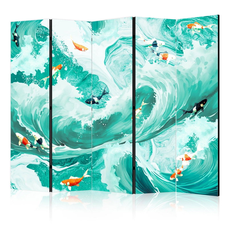 5-delad ljuddämpande rumsavdelare – Koi fish among – produktbild