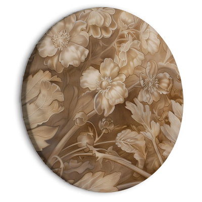 Rund motivvy för Floral ornaments: Blommor och blad i beige och brunt bildar en sammanhängande dekor.