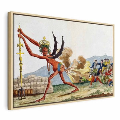 Jacques louis david – naturfärgad ram. En karikerad gestalt med krona och utsträckta armar möter mindre gestalter i ett ljust, historiskt bildmotiv.