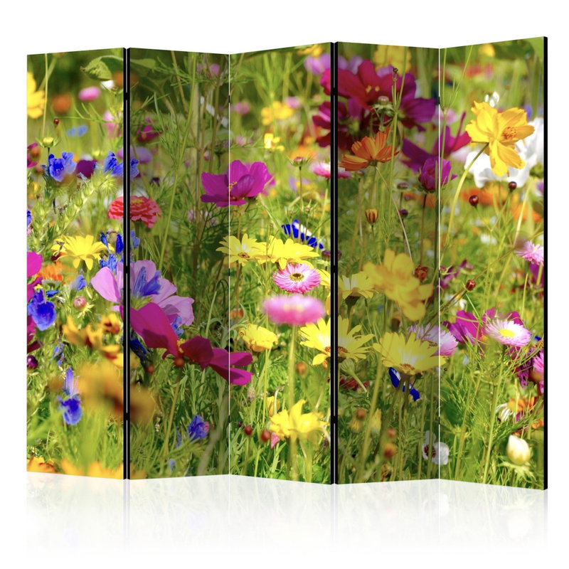 5-delad ljuddämpande rumsavdelare – Summer flowers – produktbild