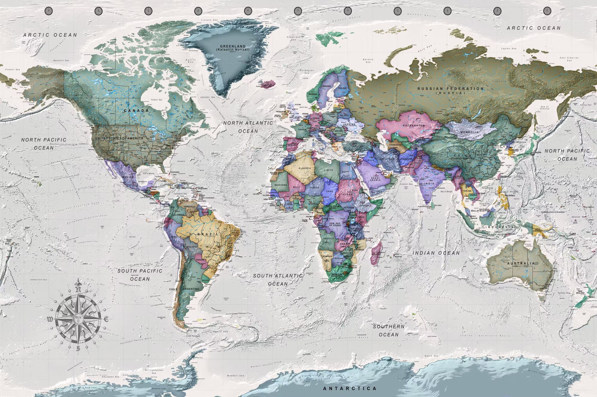 Ljuddämpande anslagstavla - World destinations (90x60cm)