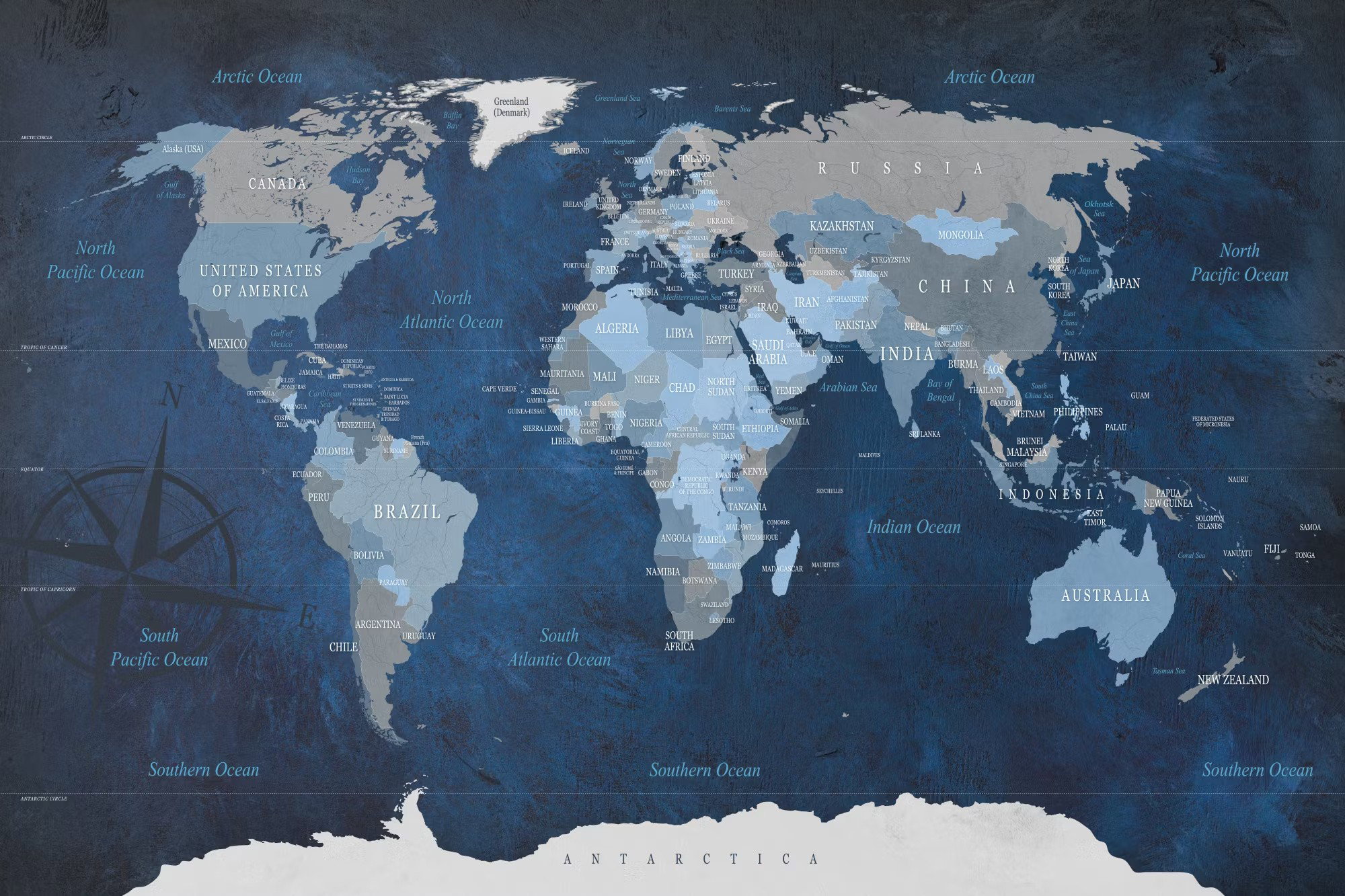 Ljuddämpande anslagstavla - Dark blue world (90x60cm)