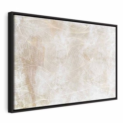 Magic shapes wide – svart ram. Tunna vita och beige linjer korsar varandra över en varmt ljus, strukturerad botten.