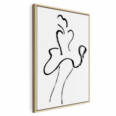 Marylin vertical – naturfärgad ram. En kvinnlig figur antyds med få svarta, svepande linjer på en vit bakgrund.