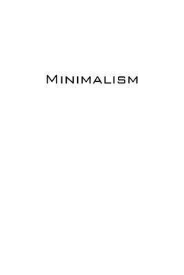 Minimalism vertical – motivvy. Ordet MINIMALISM står med små mörka bokstäver på en stor, vit bildyta.