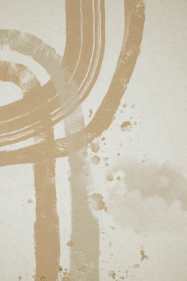 Beige minimalism vertical – motivvy. Breda, gulbeige cirkelbågar och lodräta penselspår ligger över en ljus och sliten bakgrund.