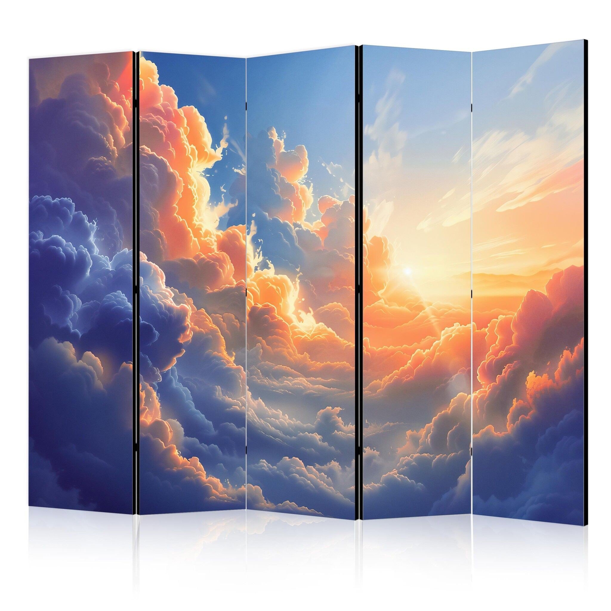5-delad ljuddämpande rumsavdelare – Sunset over a (225x172cm)