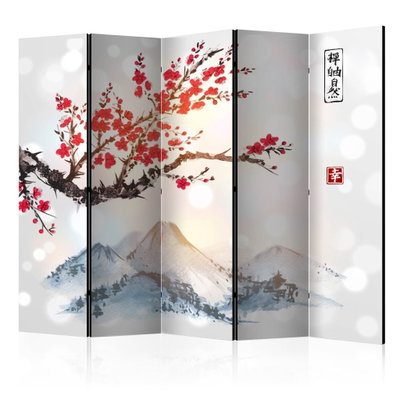 5-delad ljuddämpande rumsavdelare – Mount fuji – produktbild