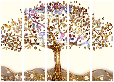 5-delad ljuddämpande rumsavdelare – Golden tree – produktbild från leverantören