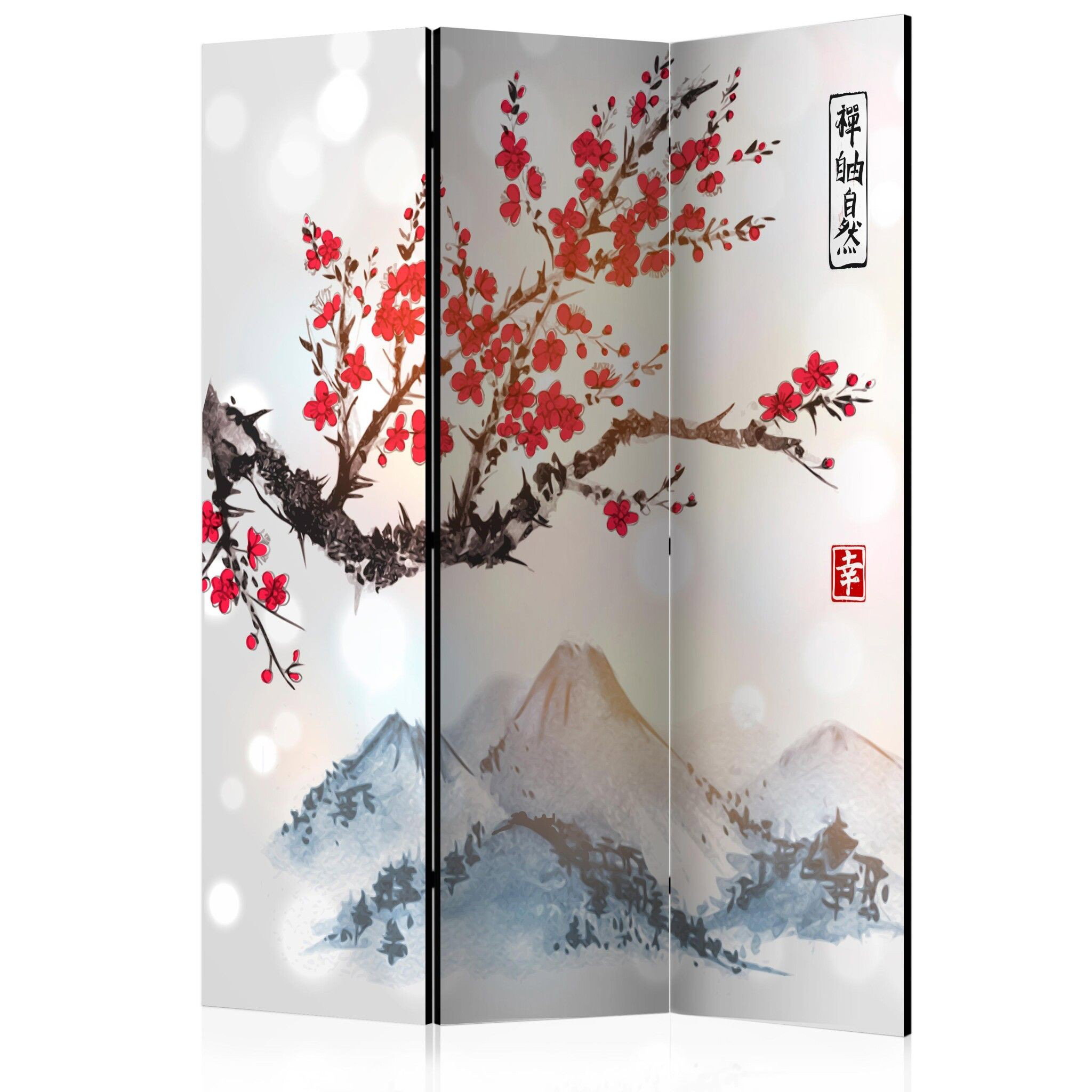 3-delad ljuddämpande rumsavdelare – Mount Fuji (135x172cm)