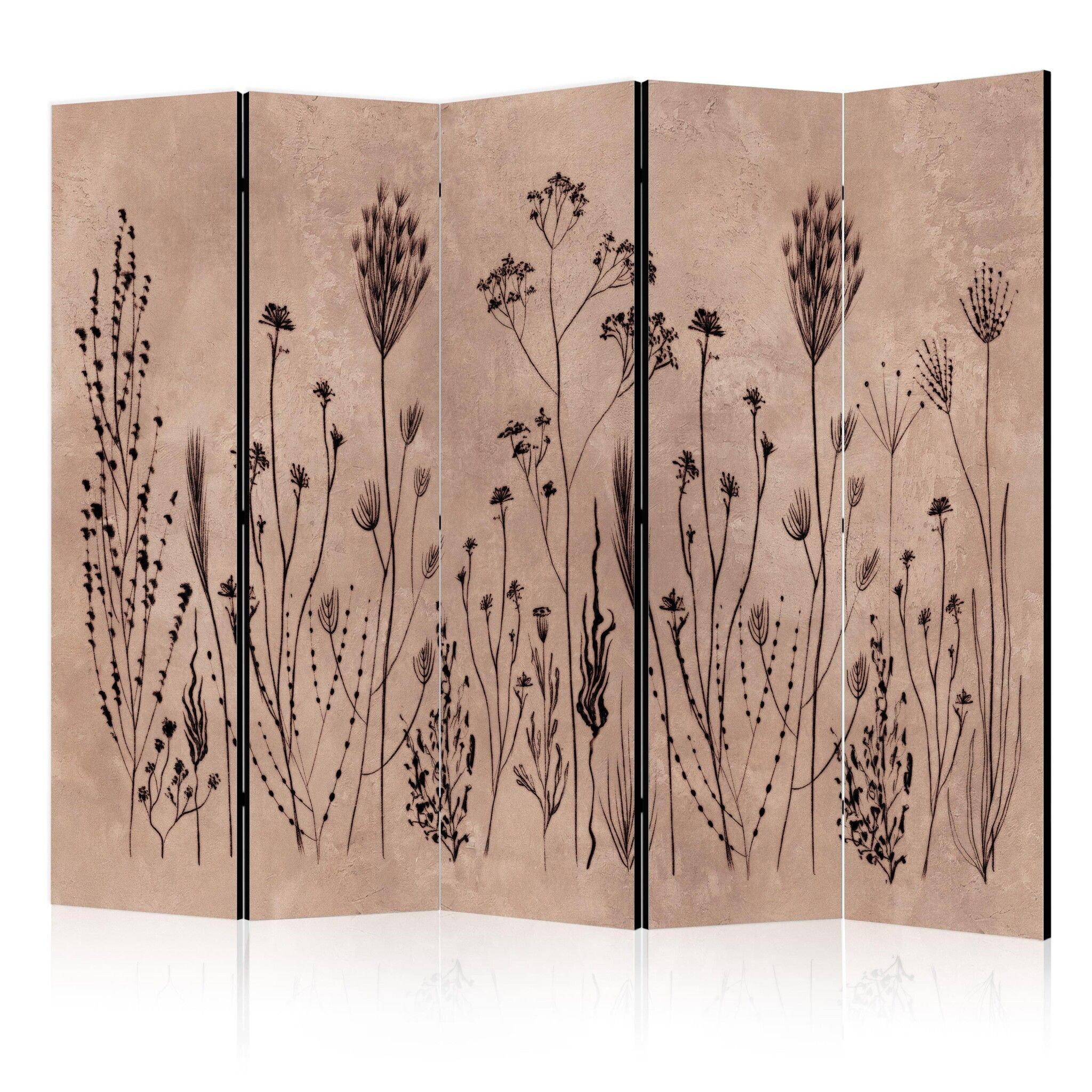 5-delad ljuddämpande rumsavdelare – Plant vintage (225x172cm)