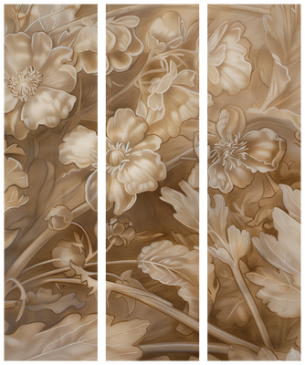 3-delad ljuddämpande rumsavdelare – Carved Flor – produktbild från leverantören