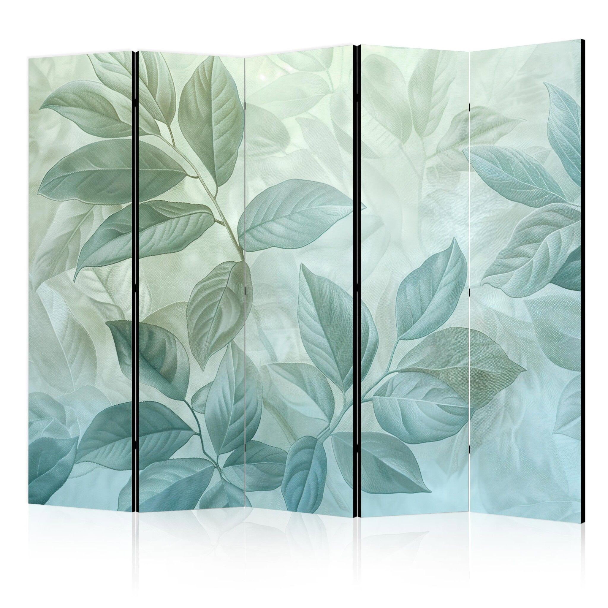 5-delad ljuddämpande rumsavdelare – Large leaves (225x172cm)