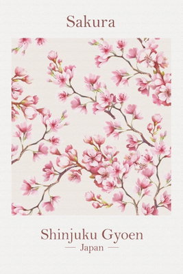 Sakura vertical – motivvy. Blommande körsbärsgrenar i rosa och vitt återges tillsammans med tunn typografi på en ljus botten.
