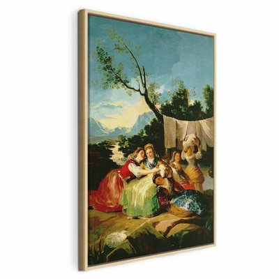 Francisco goya the – naturfärgad ram. Ett sällskap i färggranna historiska kläder sitter vid ett stort träd i ett böljande landskap.