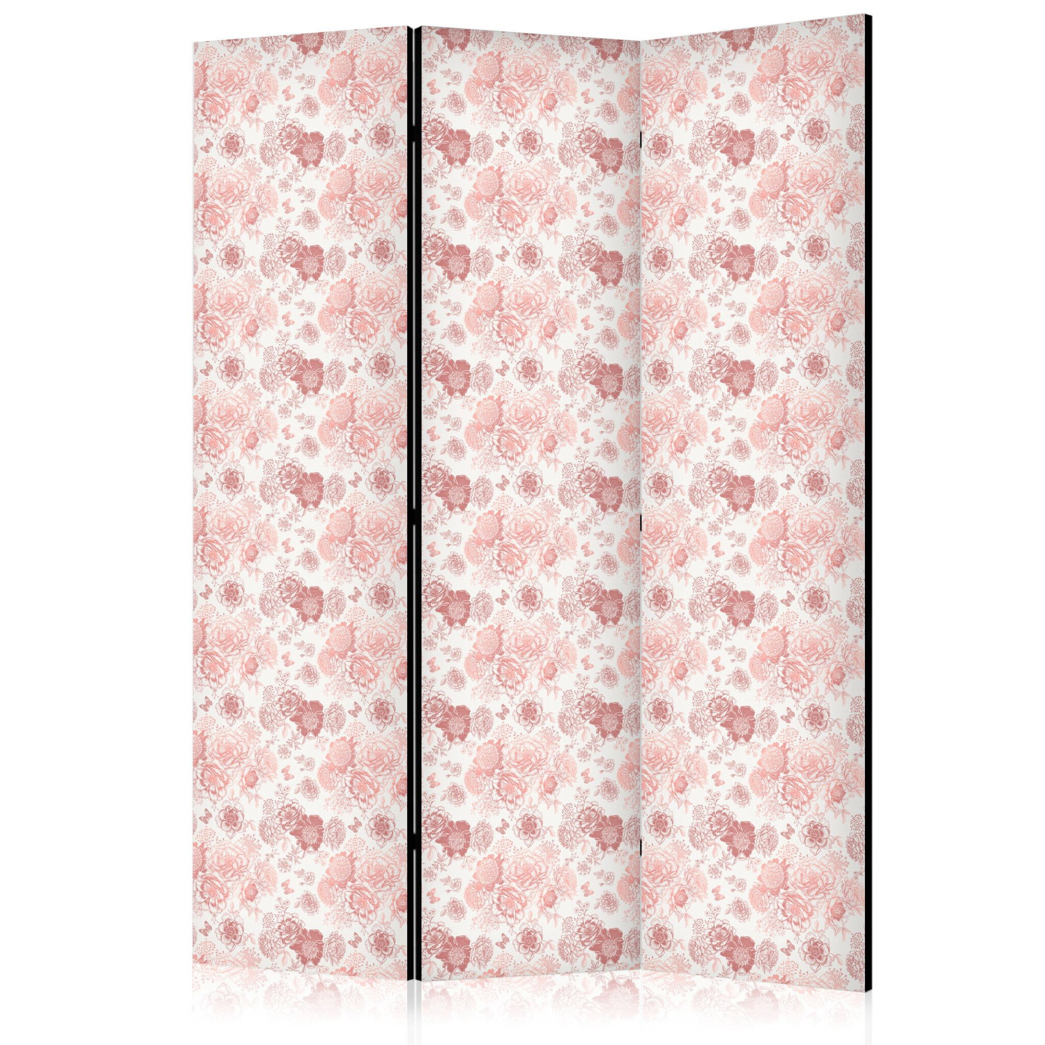 3-delad ljuddämpande rumsavdelare – Pink Blosso (135x172cm)