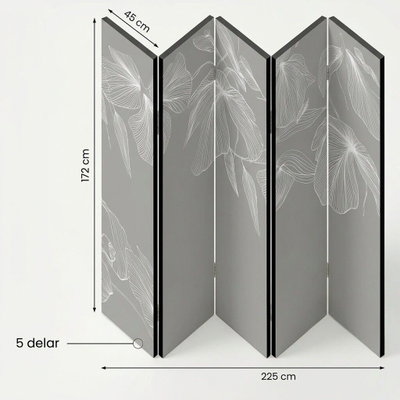 5-delad ljuddämpande rumsavdelare – Rainbows and – måttillustration med annat motiv