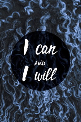 I can and i will vertical – motivvy. Texten I can and I will står i vitt inom ett mörkt runt fält över blå, rökformade linjer.