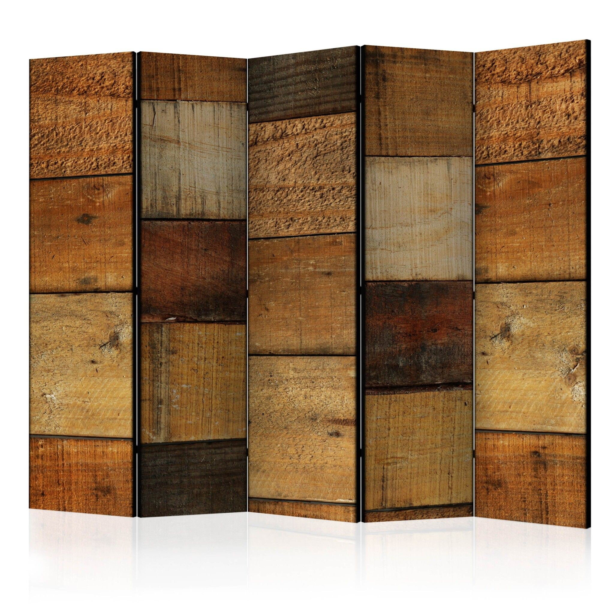 5-delad ljuddämpande rumsavdelare – Wooden (225x172cm)