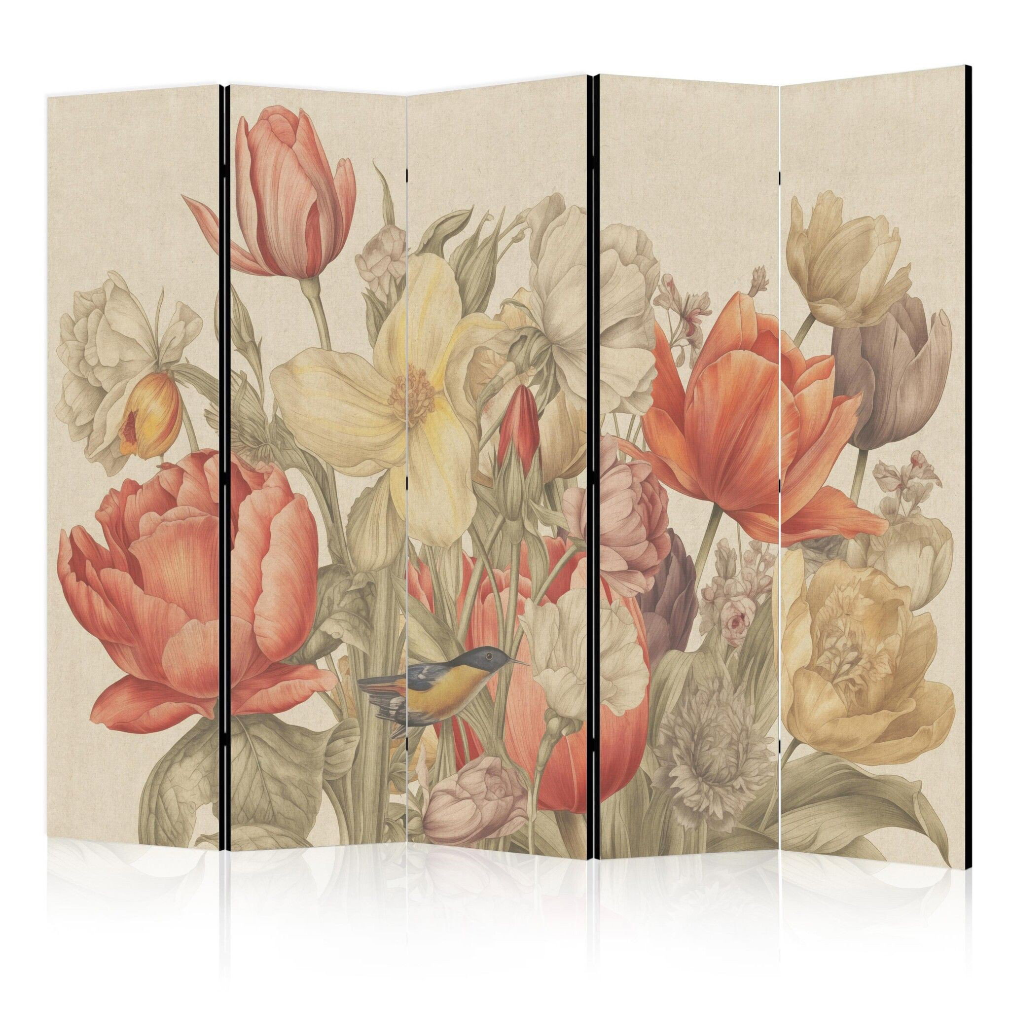 5-delad ljuddämpande rumsavdelare – Bouquet with (225x172cm)